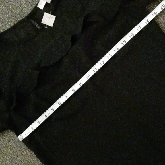 ποΈ π€LOFTπ€ - Black L/S Dress w/Sheer Polka Dot Ruffle Detail - Picture 14 of 16